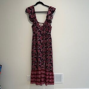NWT Figue Floral Paisley Maxi Dress with Ruffle Straps - Size Medium